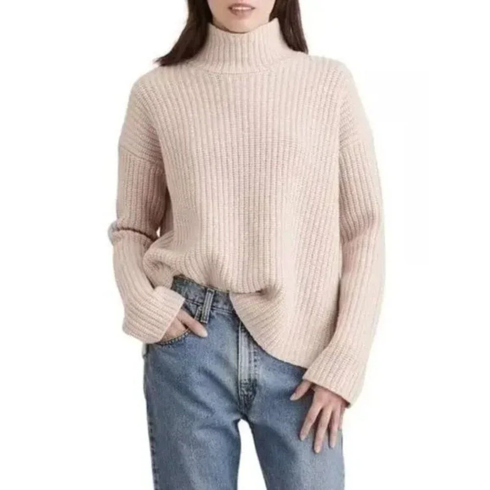 Alex Mill Seattle Sweater Wool Cashmere Mock Neck Size L